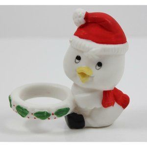 Lenox Candles Porcelain Christmas Taper Candle Hugger Baby Chick w/Santa Hat